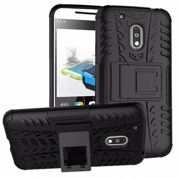 Chevron Military Grade Armor Kick Stand Back Cover Case for Moto G Play 4th gen, Black