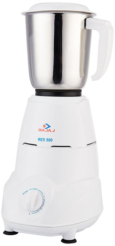 Bajaj Rex 500-Watt Mixer Grinder with 3 Jars (White)